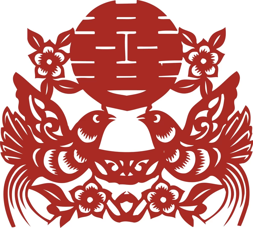 中国风中式传统喜庆民俗人物动物窗花剪纸插画边框AI矢量PNG素材【2840】